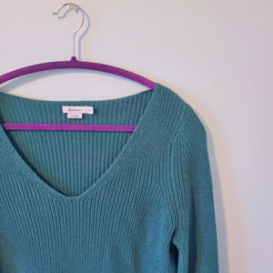 SWEET Teal V Neck Sweater